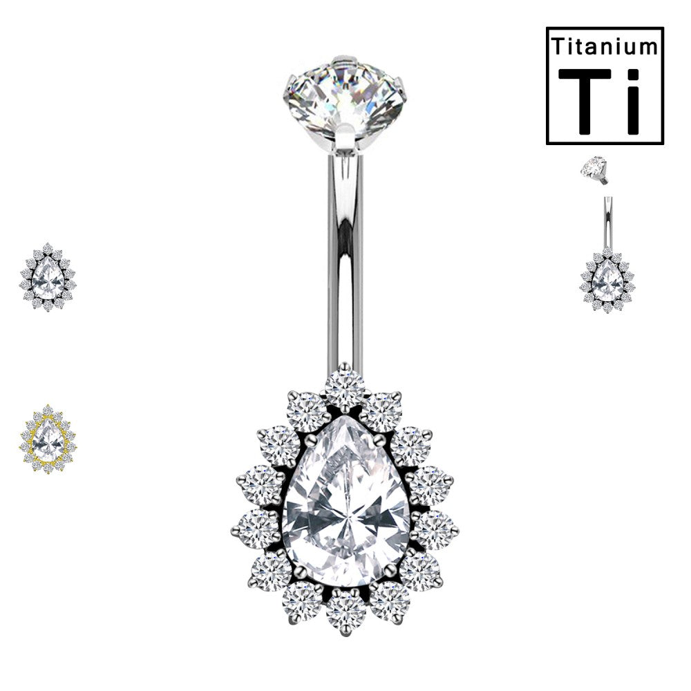 Navel Piercing Ombelico in Titanio con Cristalli Trasparenti