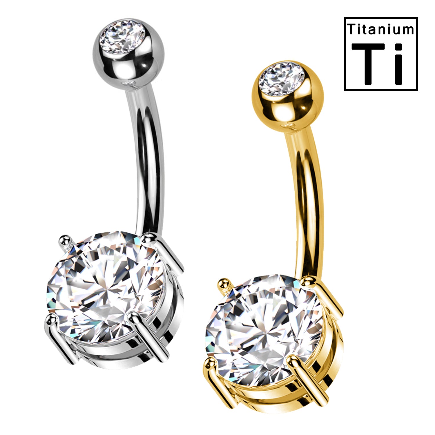 Piercing Ombelico con doppi Cristalli in Titanio