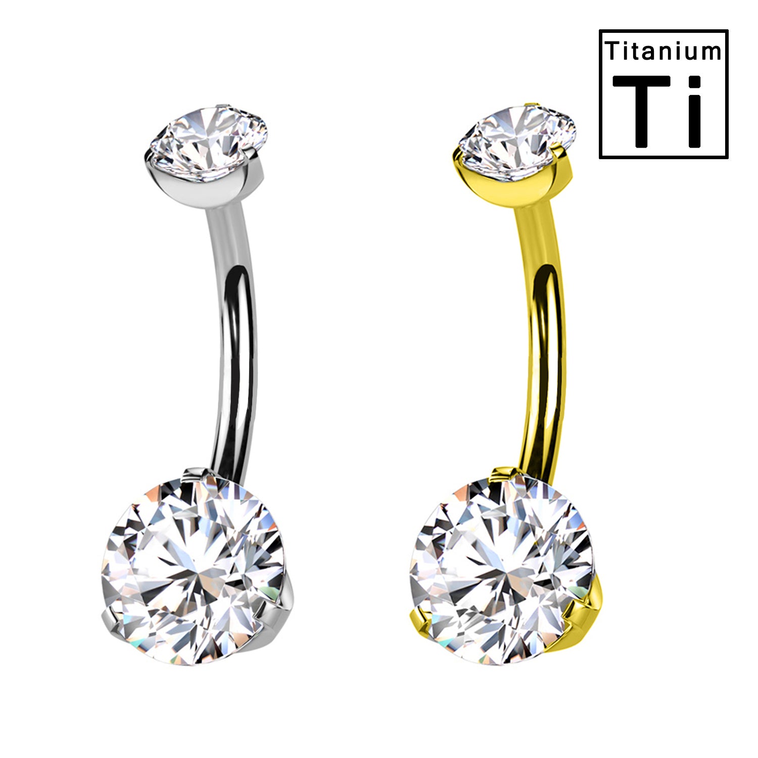 Piercing Ombelico con doppi Cristalli in Titanio