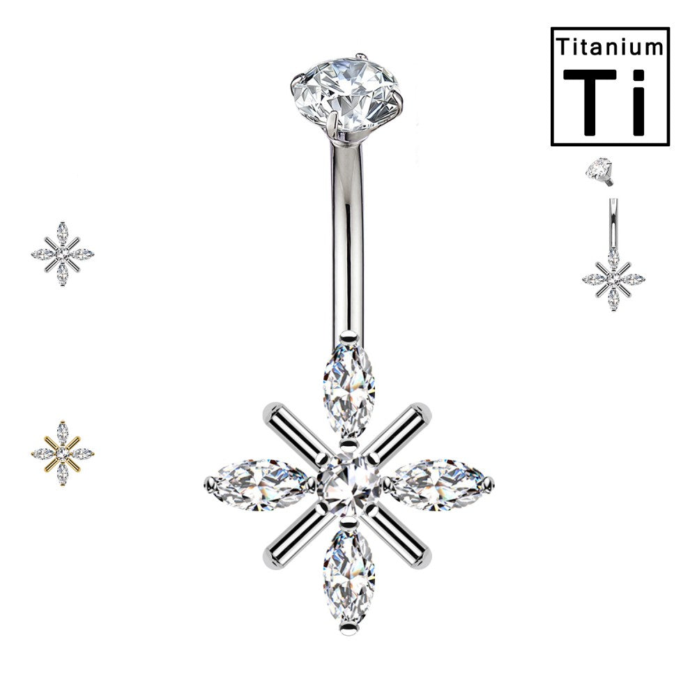 Navel Piercing Ombelicale con Cristalli Fiocco di Neve