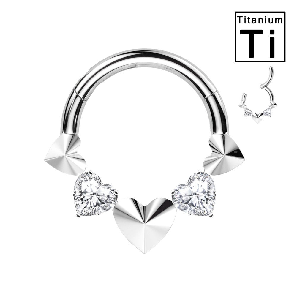 Cerchio Titanio Clicker con Cuore e Cristalli