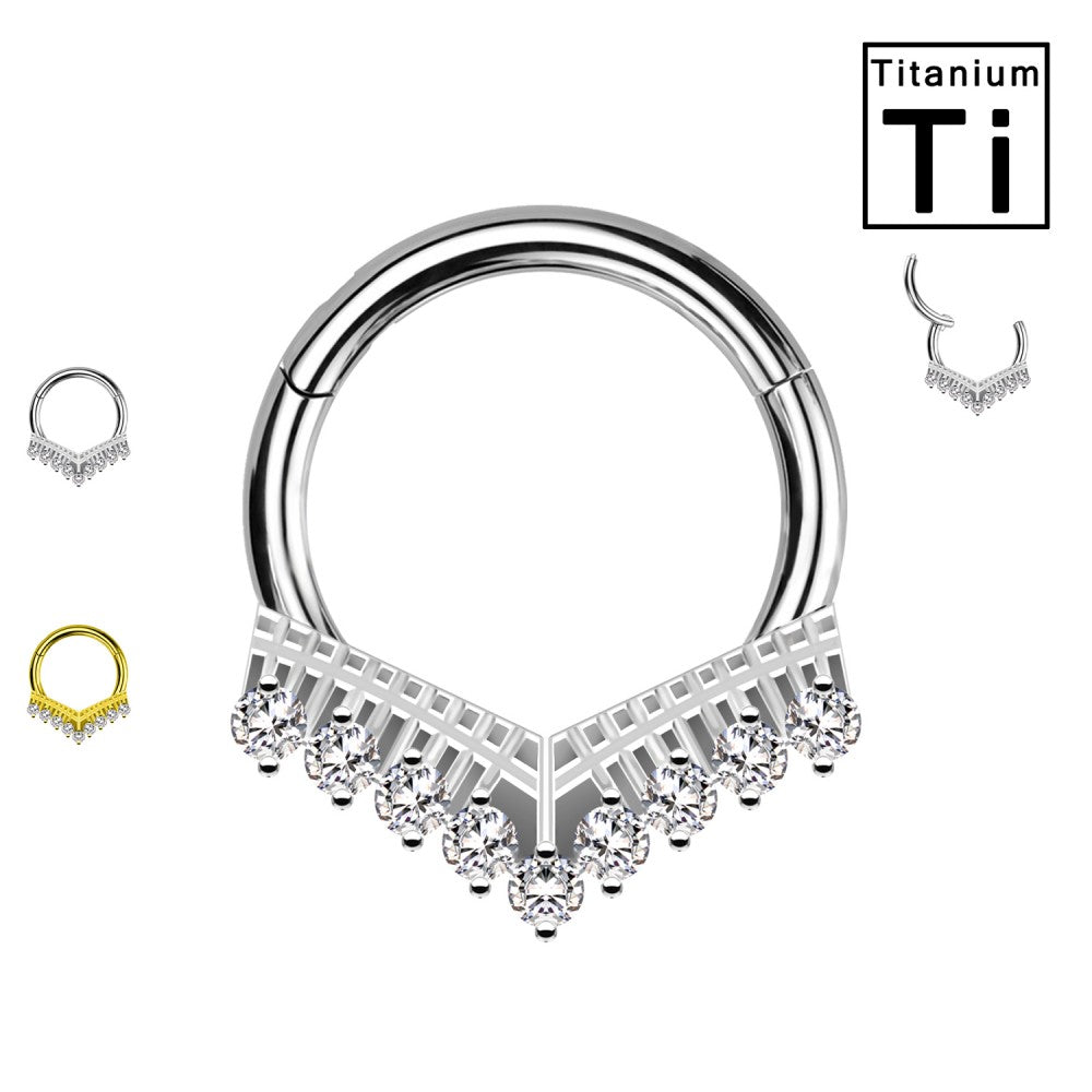 Cerchio Clicker in Titanio con Cristalli Trasparenti