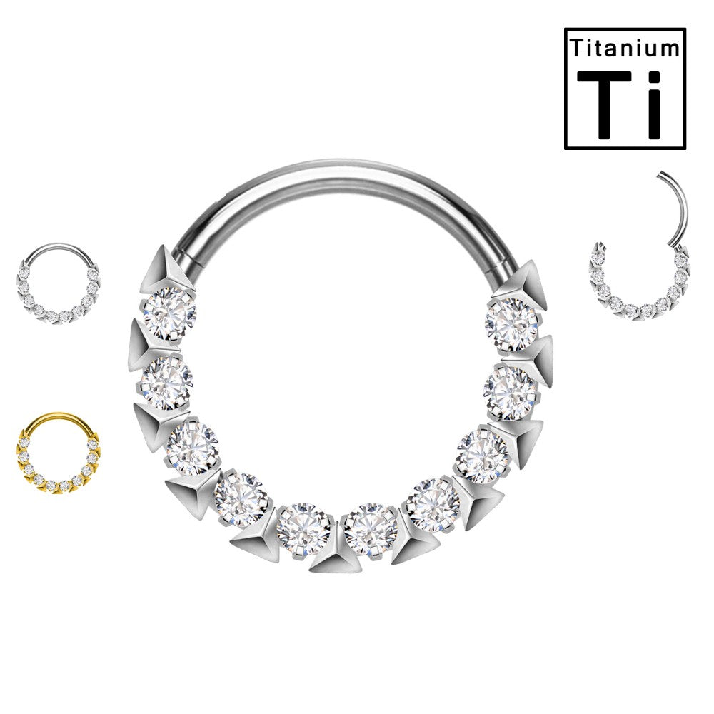 Cerchio Clicker Titanio con Cristalli Trasparenti