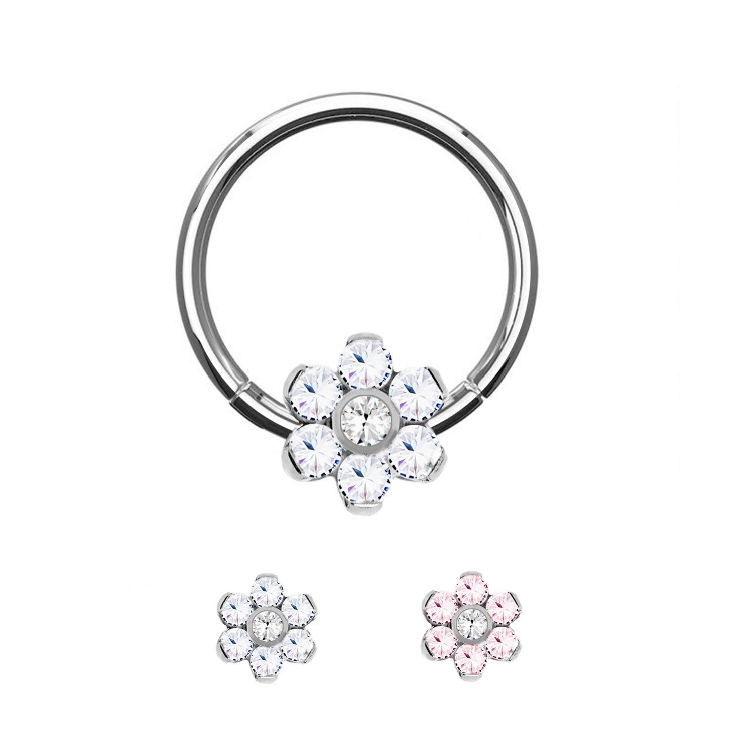 Piercing Cerchio Clicker in Titanio con Cristalli