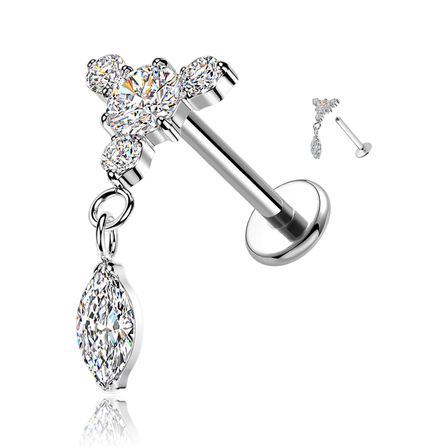 Piercing Labret in Titanio con Cristallo