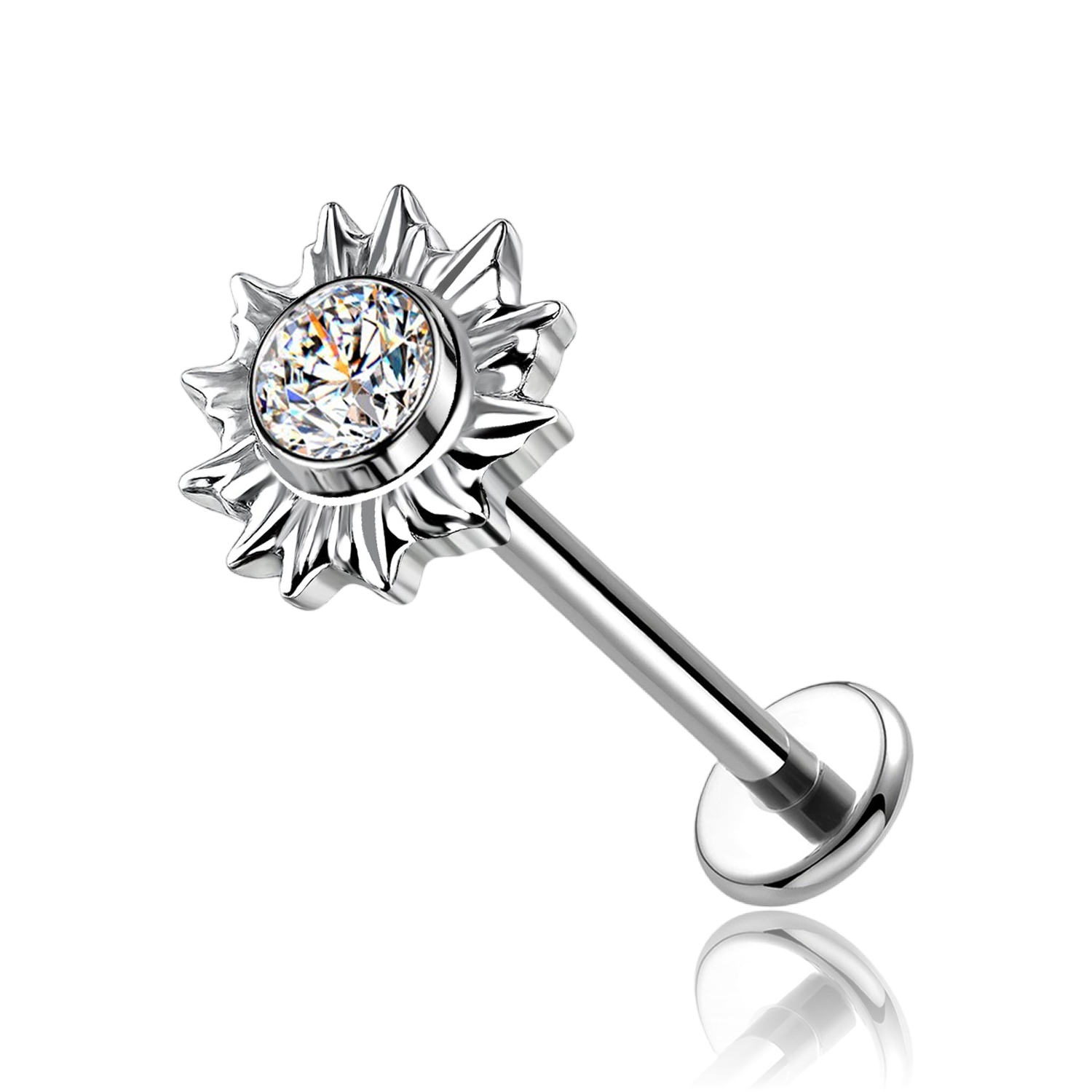 Piercing Labret in Titanio con Sole e Cristallo