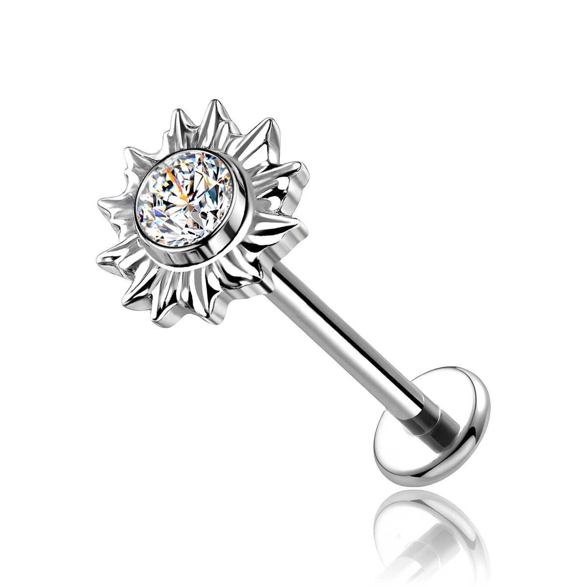 Labret in Titanio con Sole e Cristallo