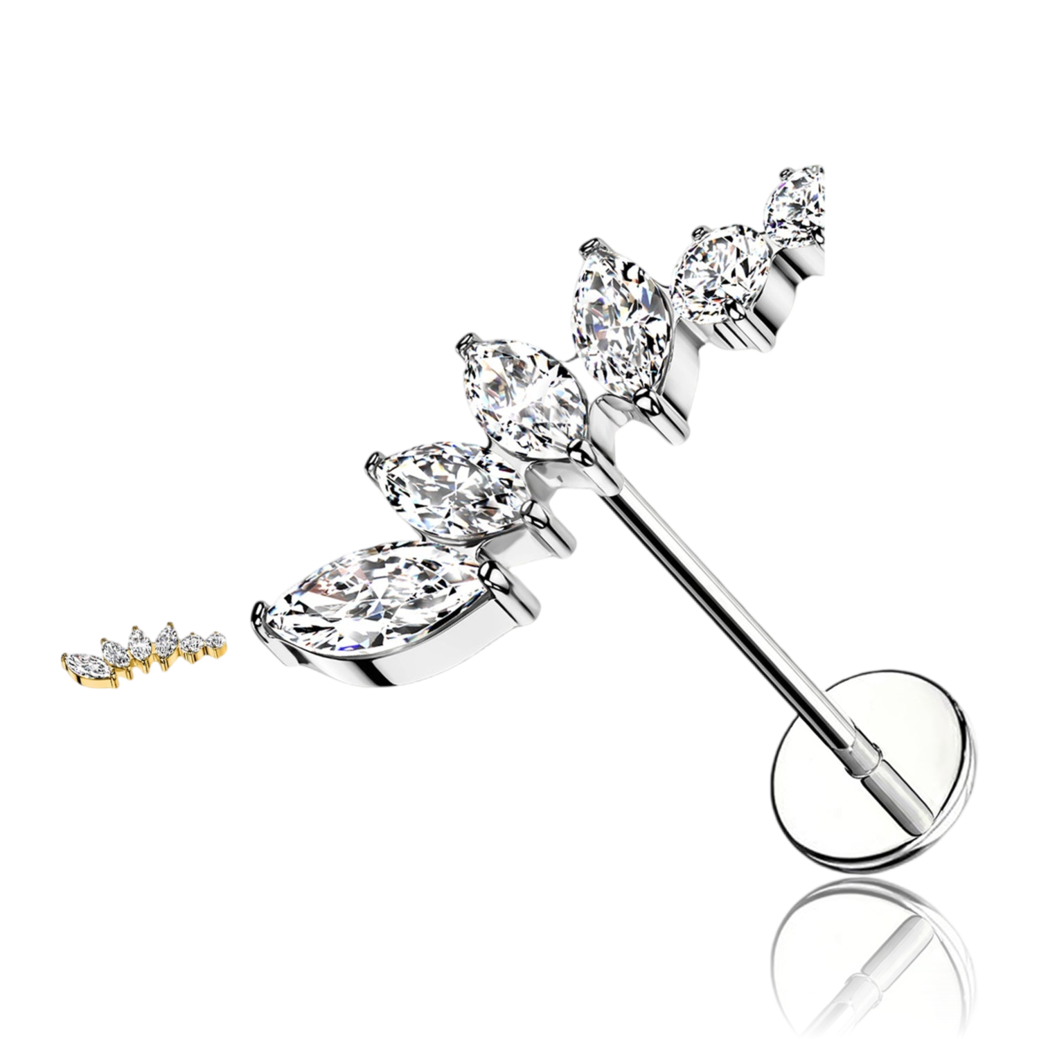 Piercing Labbro con Ramo di Cristalli