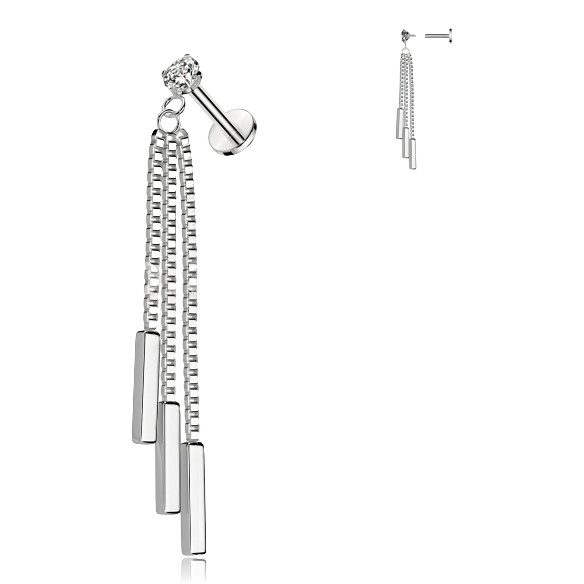 Labret Pendente con Cristallo e con Filettatura Interna