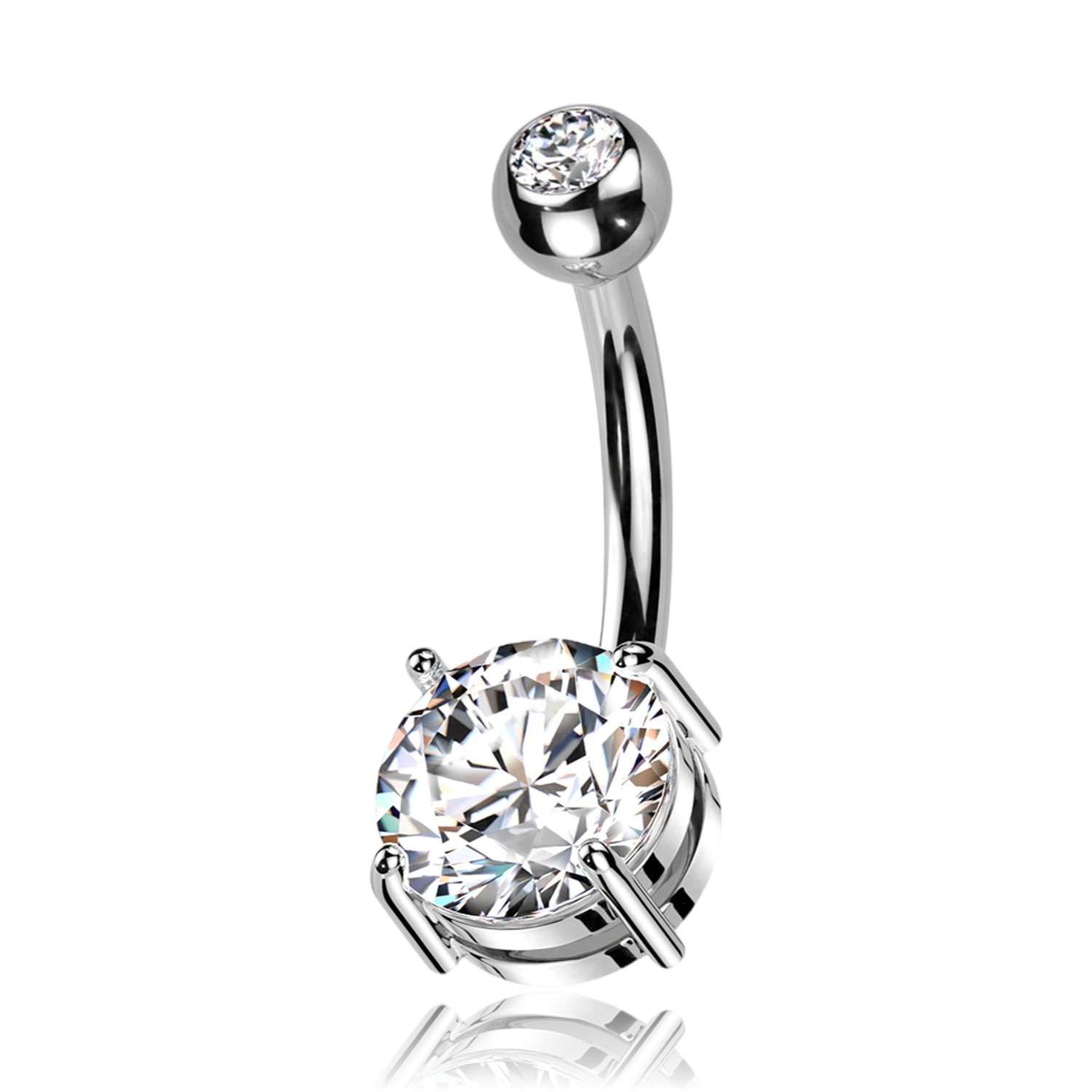 Piercing Ombelico con doppi Cristalli in Titanio