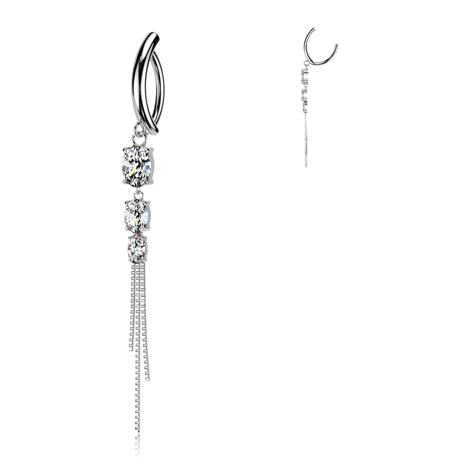 Piercing Ombelico Tre Cristalli Catenelle