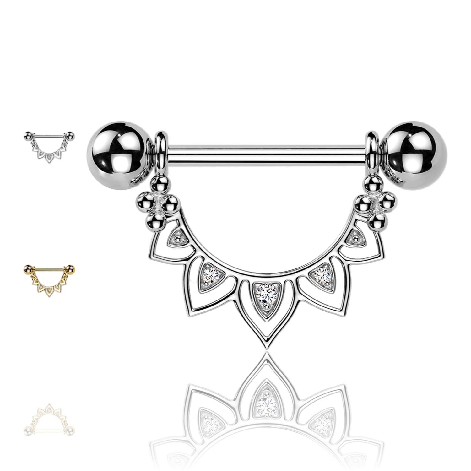 Piercing per Capezzolo con Elemento Geometrico e Cristalli