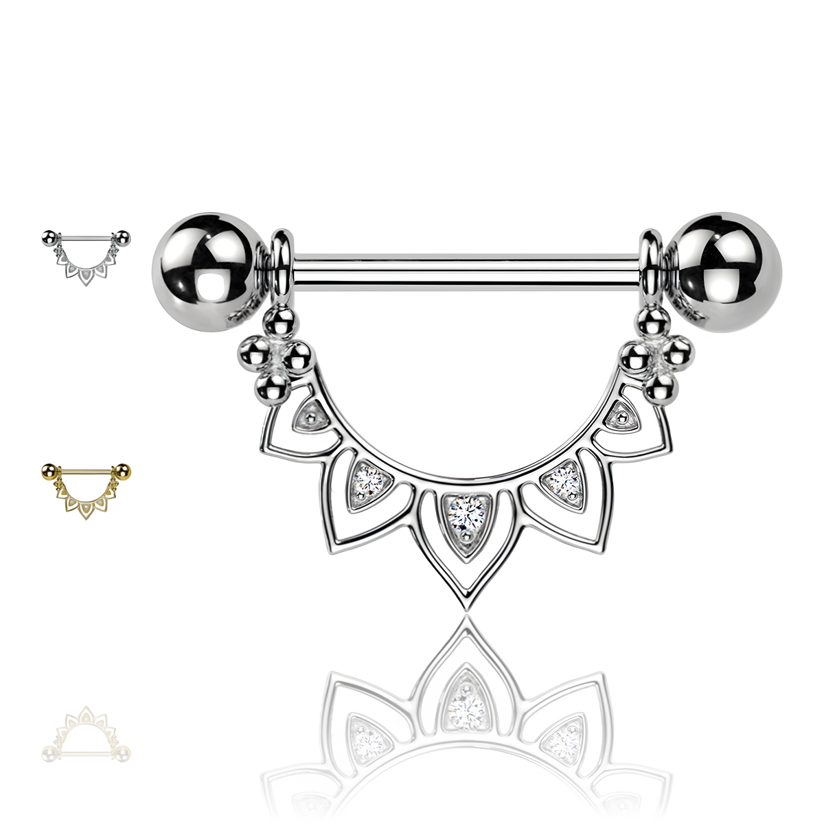 Piercing per Capezzolo con Elemento Geometrico e Cristalli