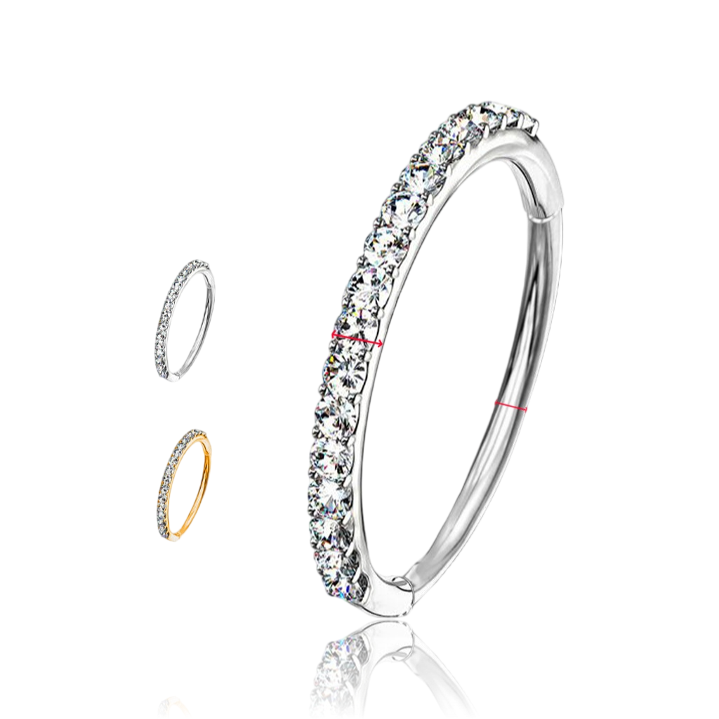 Classico Anello a Cerchio Septum con Cristalli